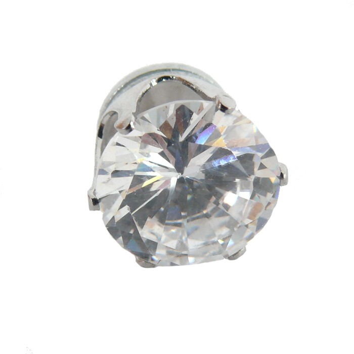 Earring Magnet Rund Silver-Stone 8mm