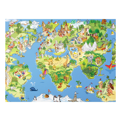 Forex Fine Art Print - Wandbild Great and funny Worldmap - Quer 3:4