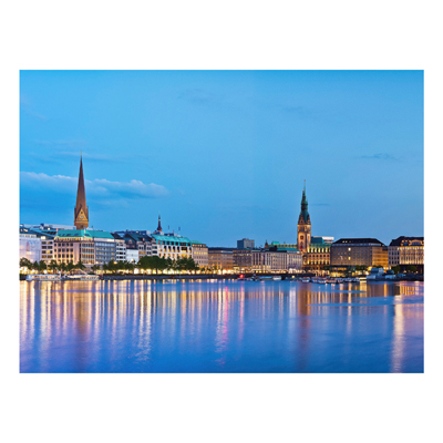 Forex Fine Art Print - Wandbild Hamburg Skyline - Quer 3:4