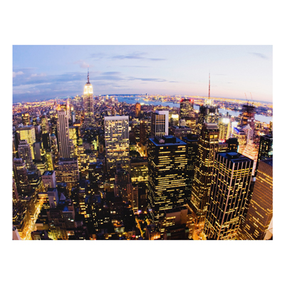 Forex Fine Art Print - Wandbild New York Skyline bei Nacht - Quer 3:4