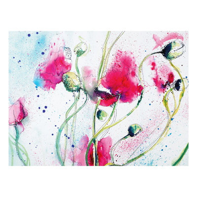 Forex Fine Art Print - Wandbild Painted Poppies - Quer 3:4