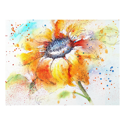 Forex Fine Art Print - Wandbild Painted Sunflower - Quer 3:4
