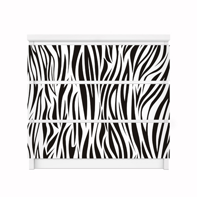 Möbelfolie für IKEA Malm Kommode - Klebefolie Zebra Pattern