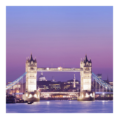 Vliestapete - Tower Bridge in London at Night - Fototapete Quadrat